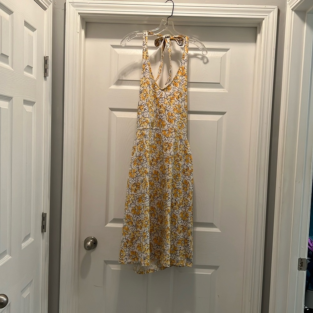Pact Halter Midi Dress yellow floral. Size XL